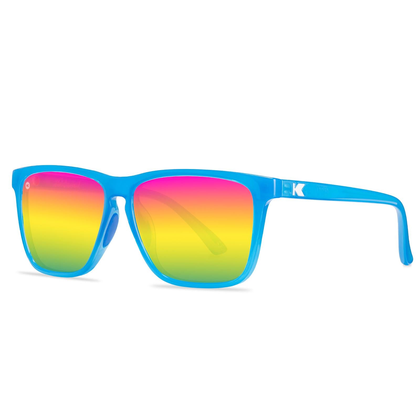 Blue Sunglasses with Polarized Rainbow Lenses