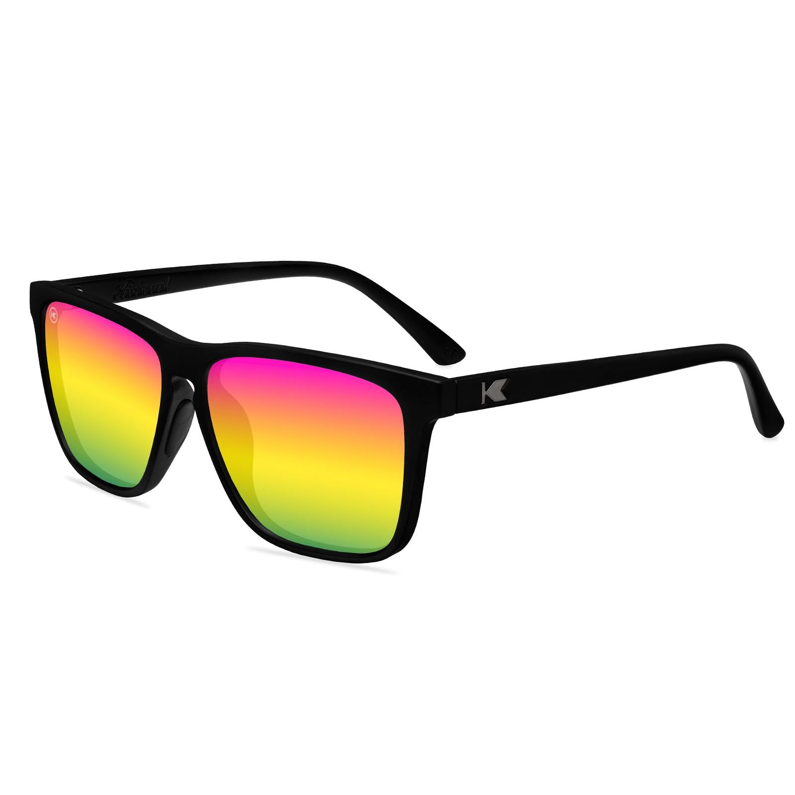 Rainbow on Black Fast Lanes Sport Sunglasses, Flyover