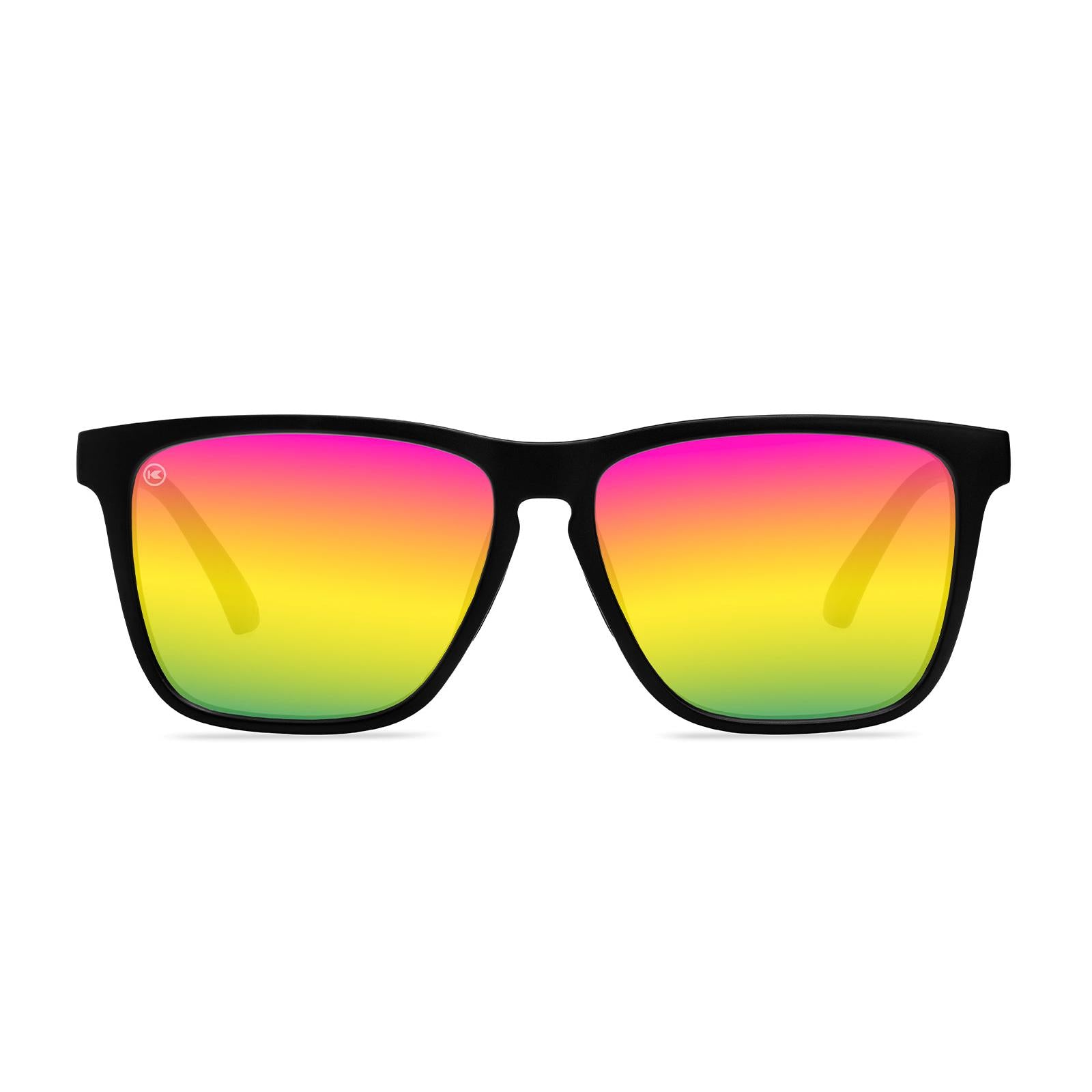 Rainbow on Black Fast Lanes Sport Sunglasses, Front