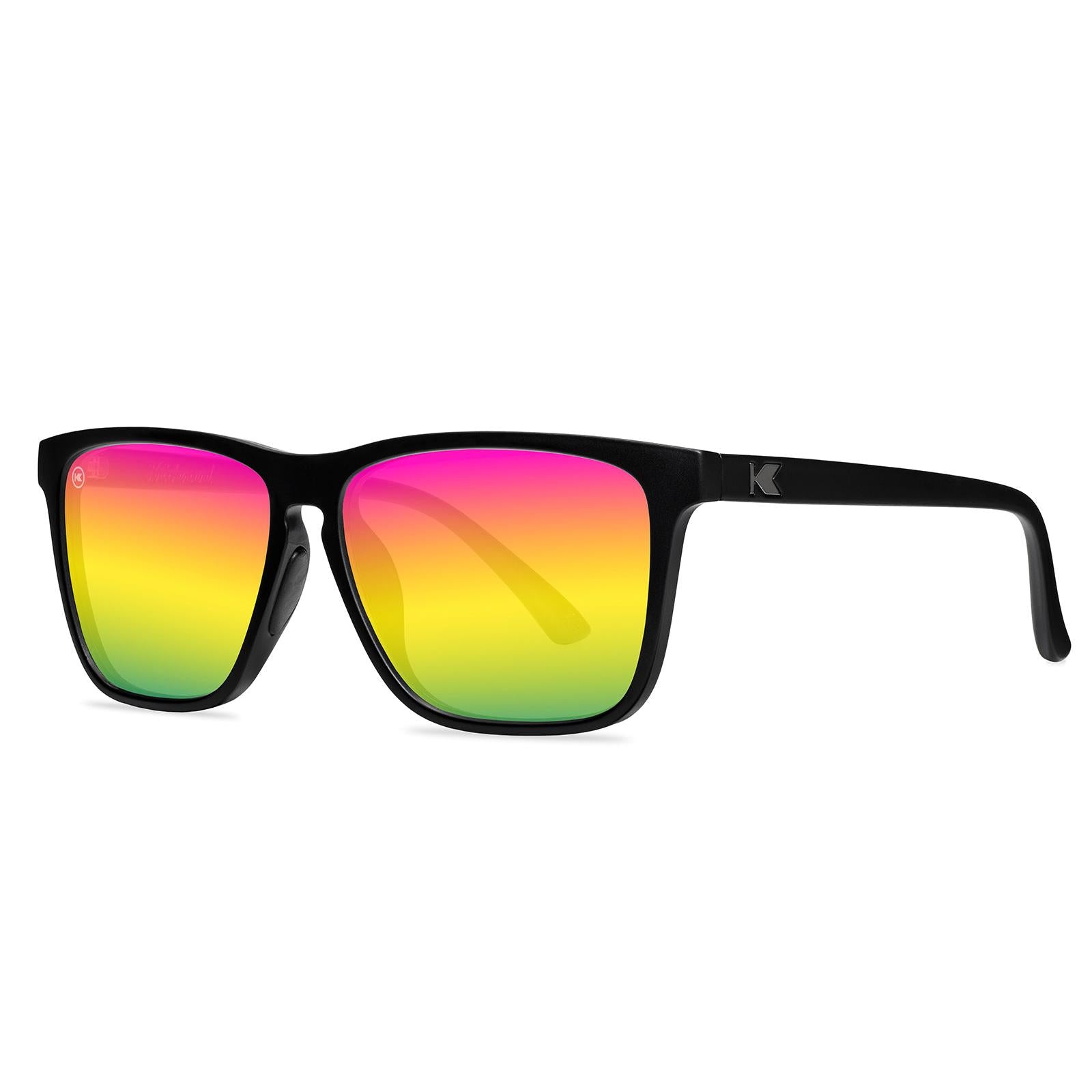 Rainbow on Black Fast Lanes Sport Sunglasses, Threequarter