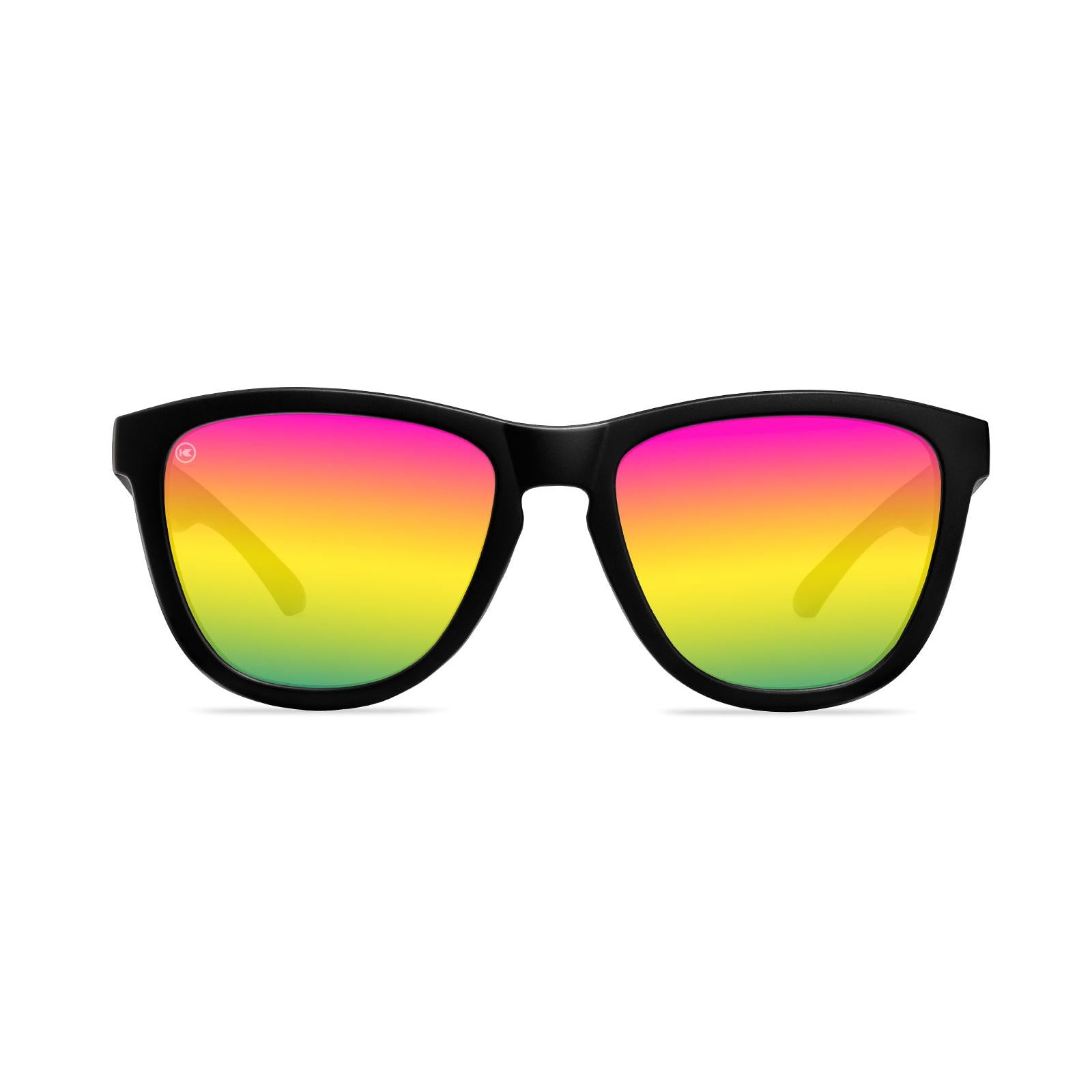 Rainbow on Black Premiums Sport Sunglasses, Front
