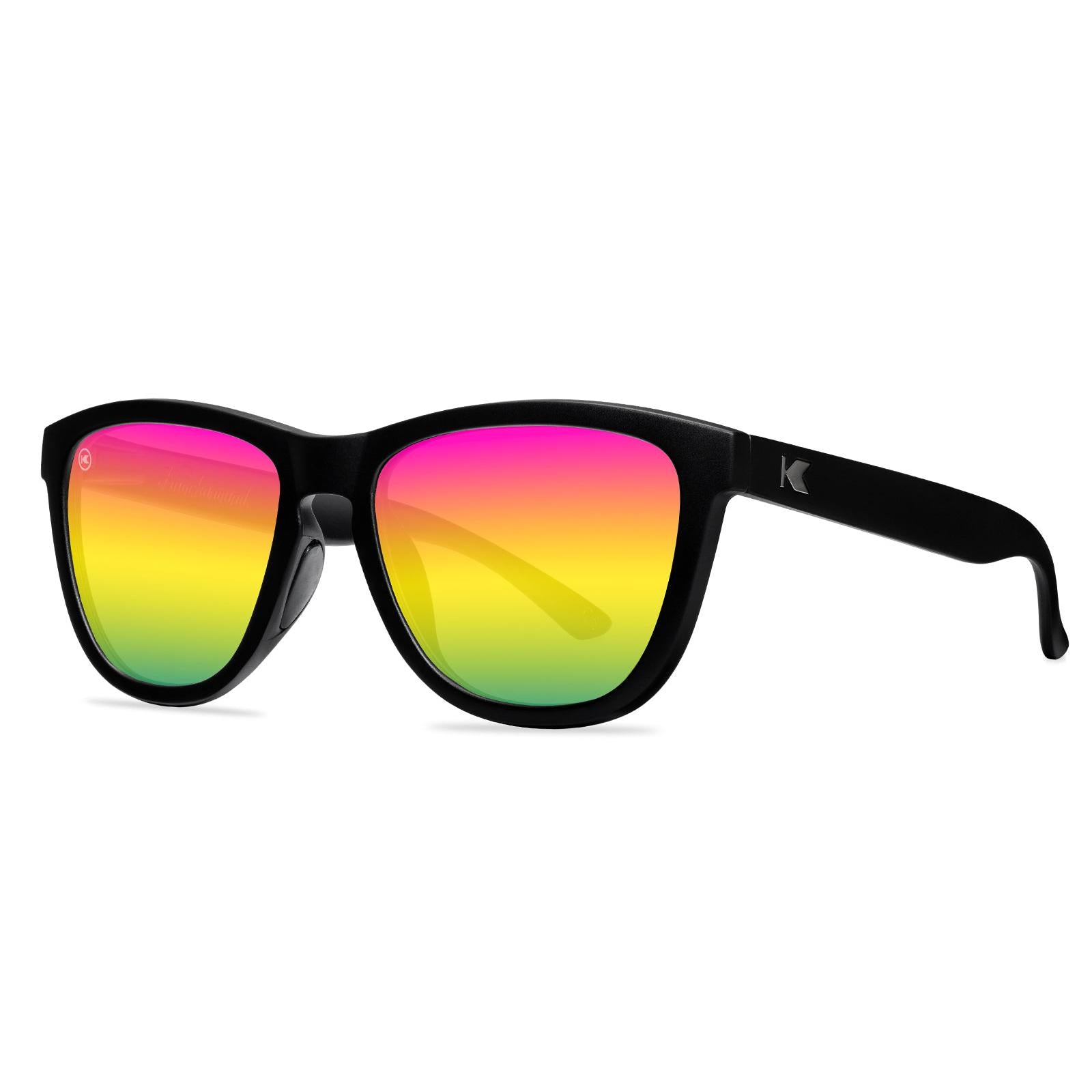 Rainbow on Black Premiums Sport Sunglasses, Threequarter