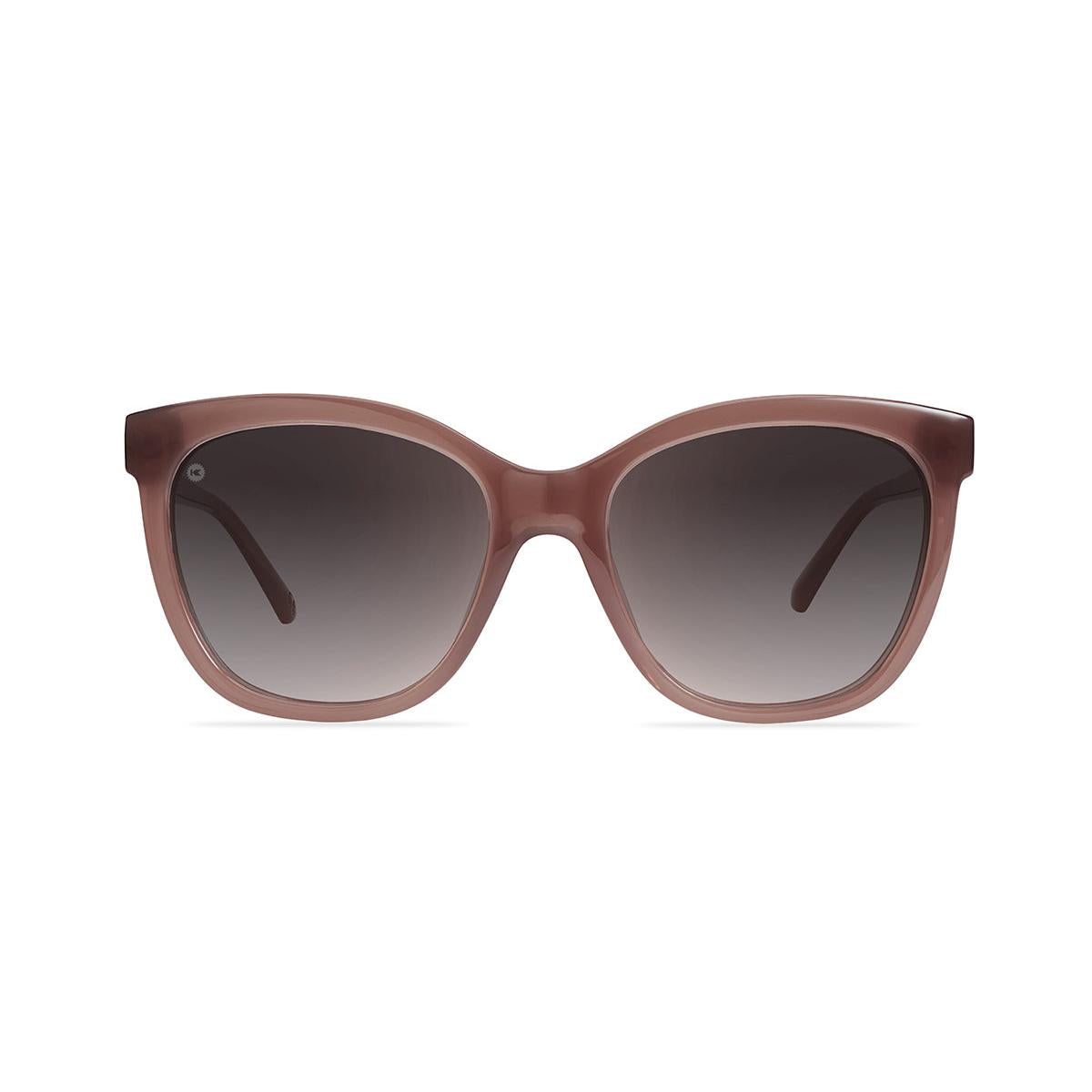 Sunglasses with Rose Latte Frames and Polarized Amber Gradient Lenses, Front