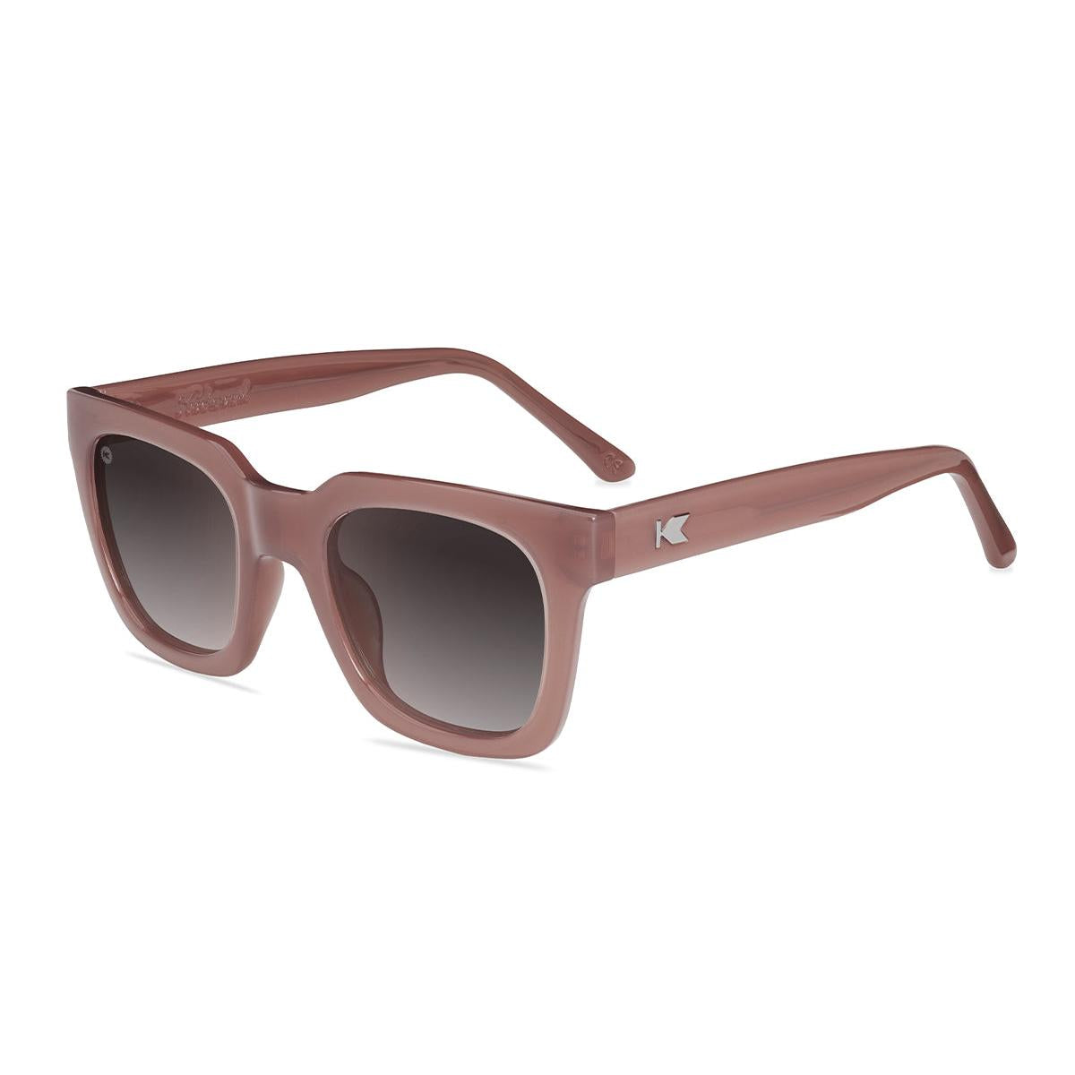 Sunglasses with Rose Latte Frames and Polarized Amber Gradient Lenses, Flyover