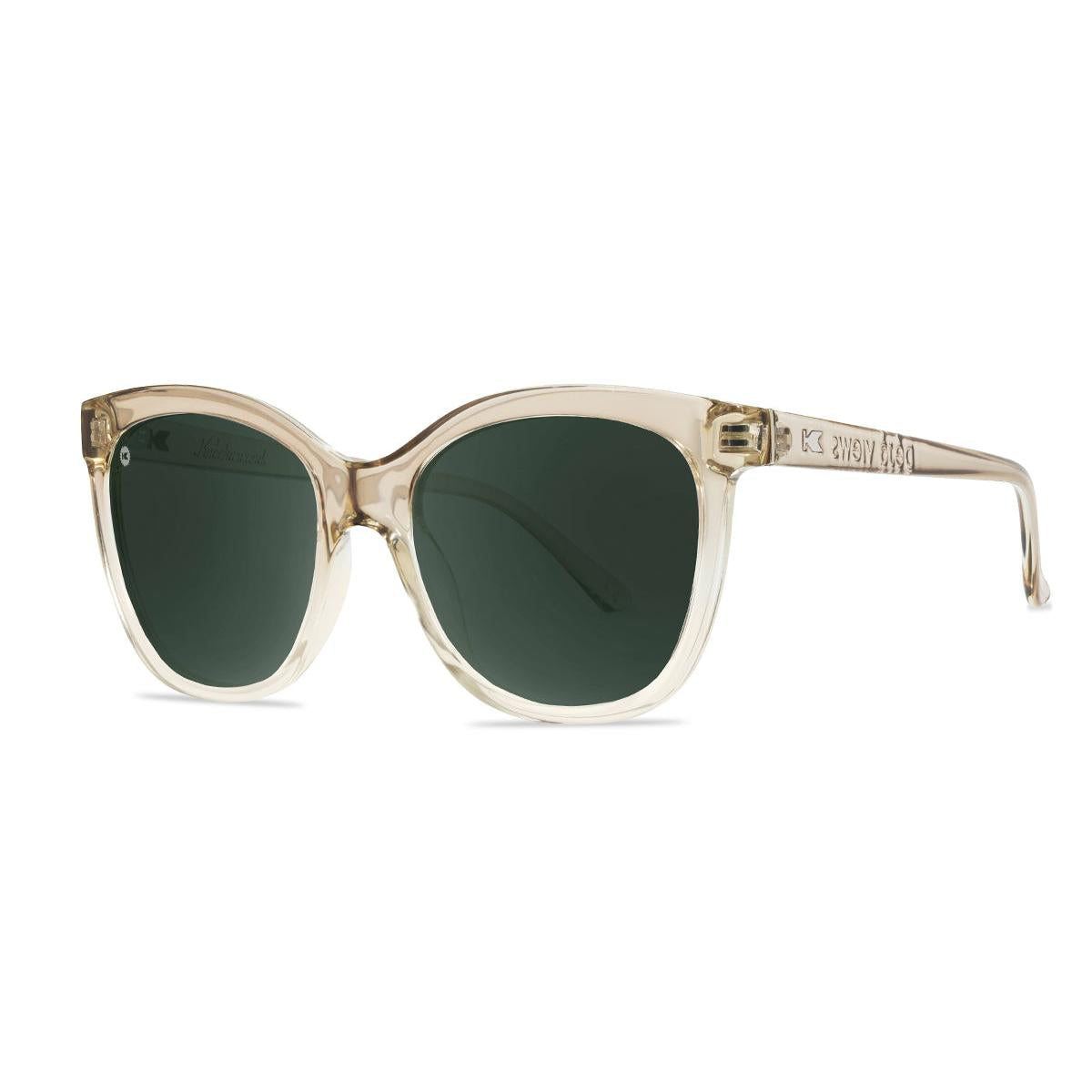 Sunglasses with Sandbar Frames and Polarized Aviator Green Lenses, Threequarter