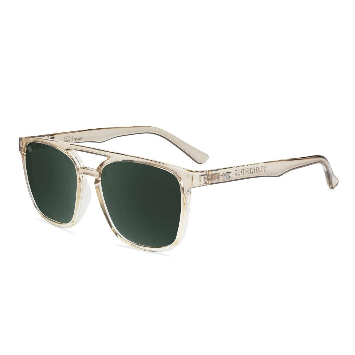 Sunglasses with San Dune Frames and Polarized Green Lenses, Flyover