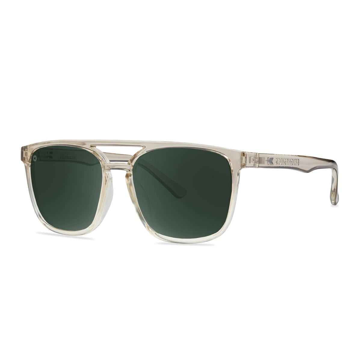 Sunglasses with San Dune Frames and Polarized Green Lenses, Threequarter