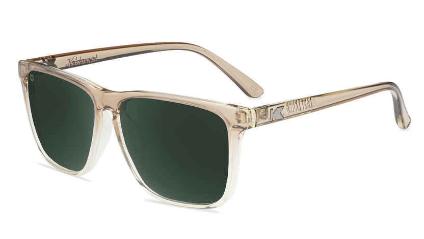 Sunglasses with San Dune Frames and Polarized Green Lenses, Flyover