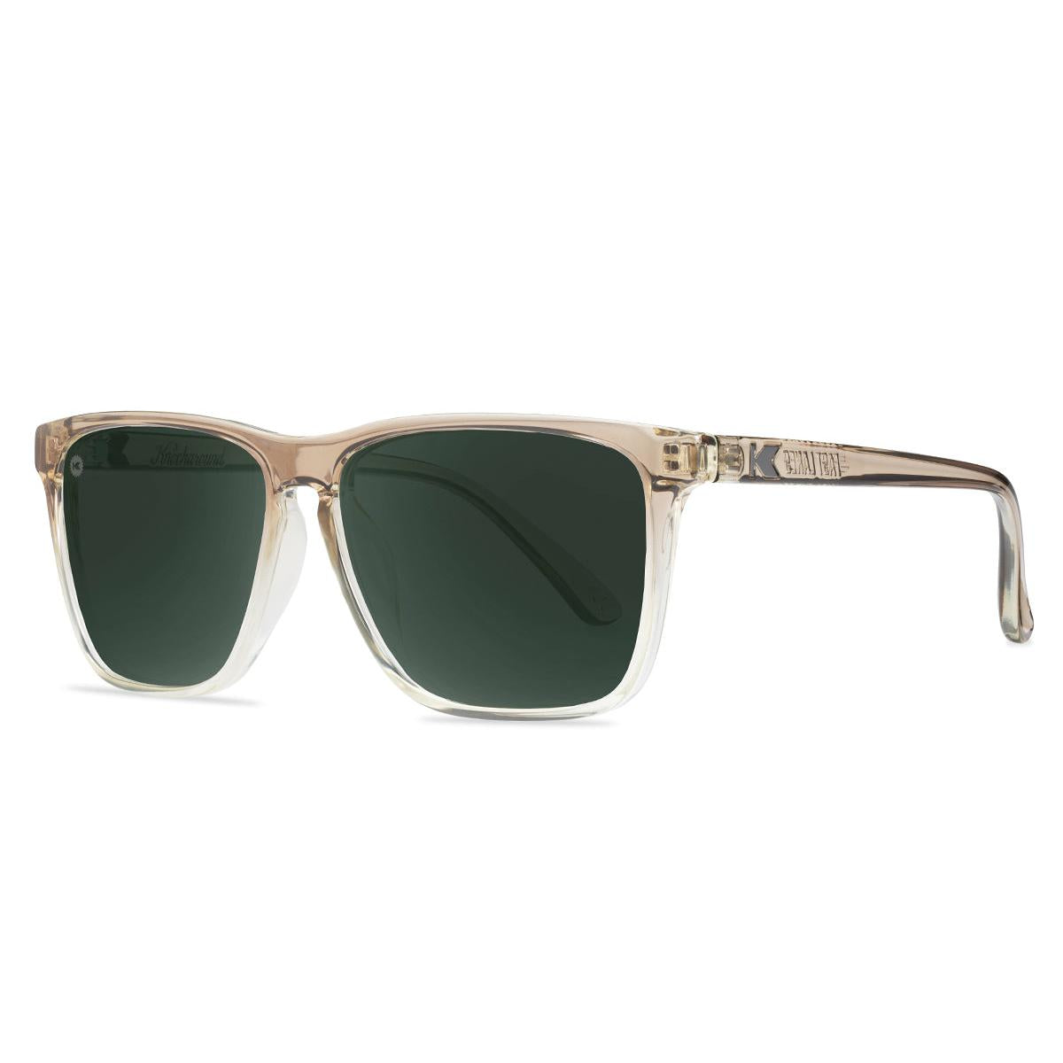 Sunglasses with San Dune Frames and Polarized Green Lenses, Threequarter