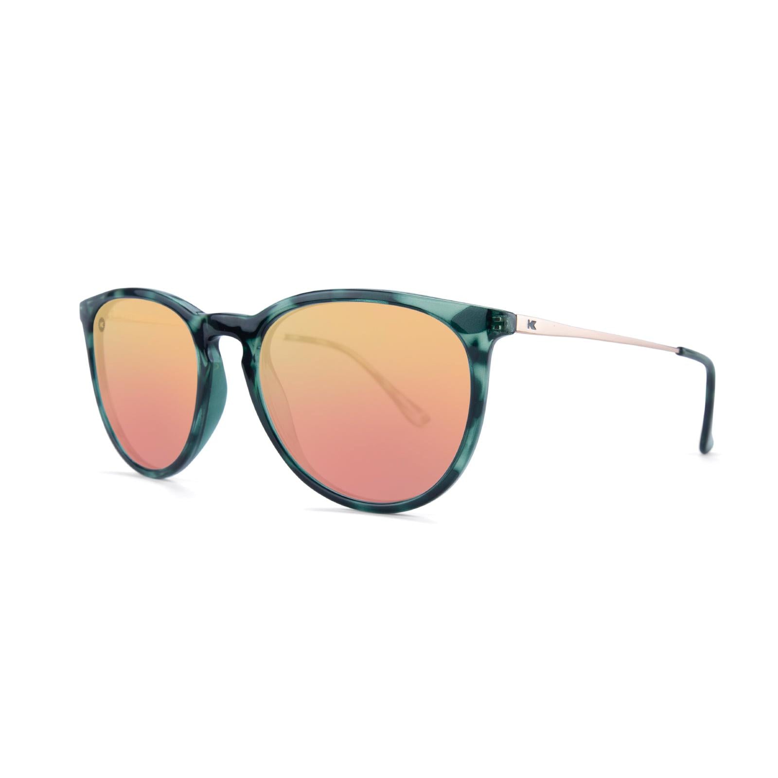 Sunglasses with Slate Tortoise Shell Frame and Polarized Pink Lenses, Threequarter