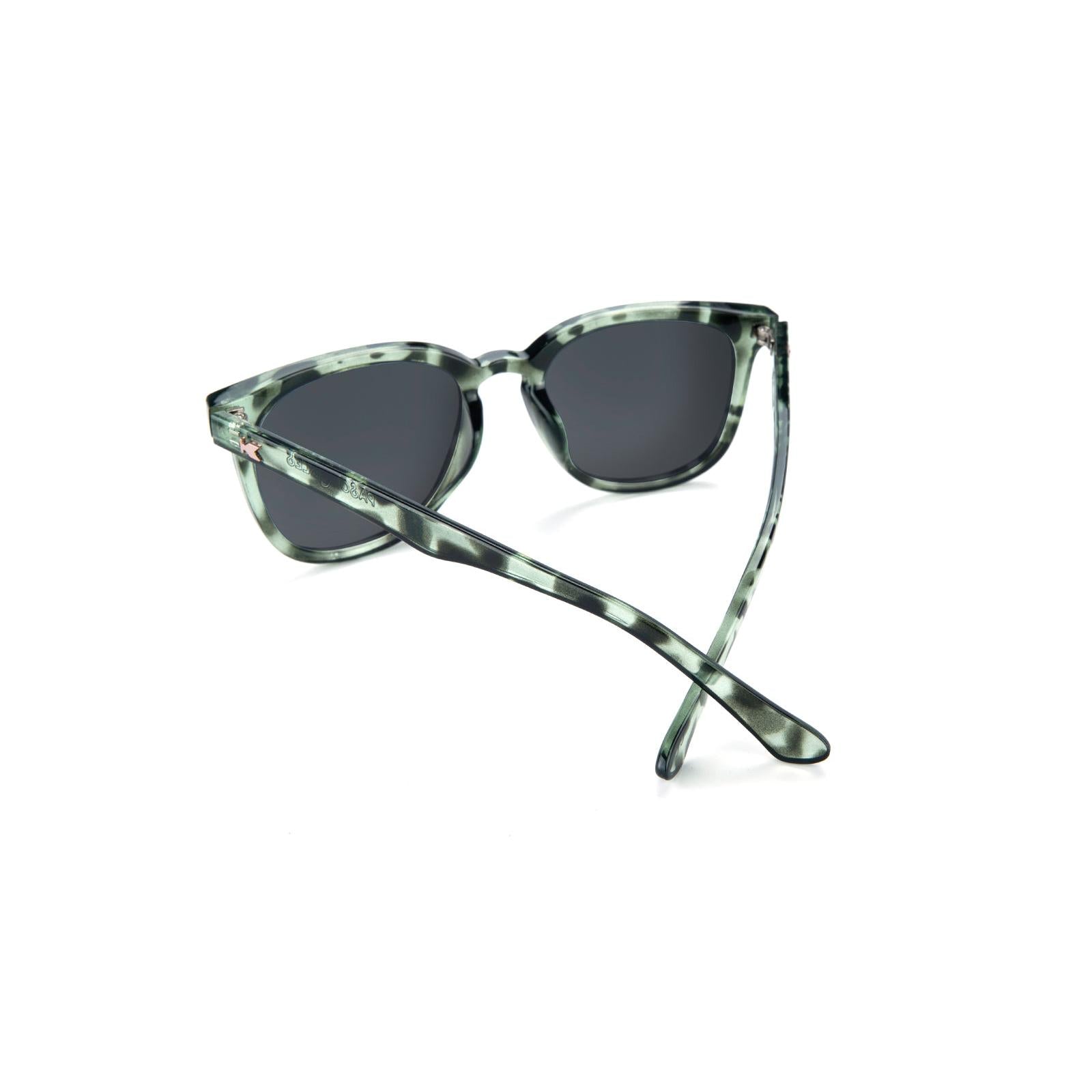 Sunglasses with Slate Tortoise Frames and Polarized Rose Gold Lenses, Back