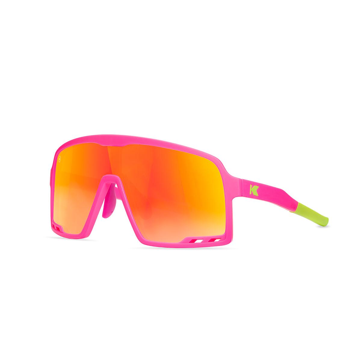 Kids Sunglasses with Hot Pink Frames and Red Sunset Lenses, Threequarter