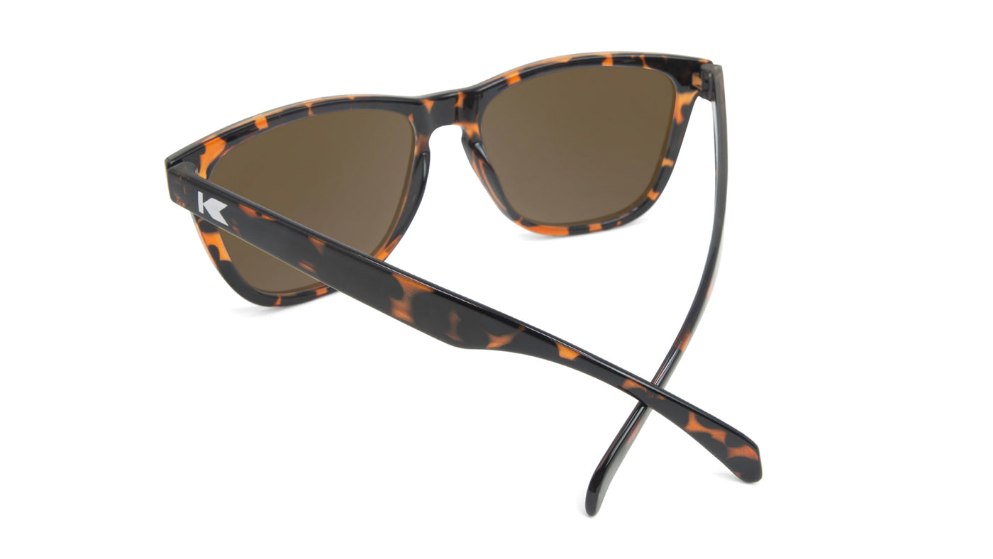 Sunglasses with Glossy Tortoise Shell Frame and Polarized Amber Lenses, Back