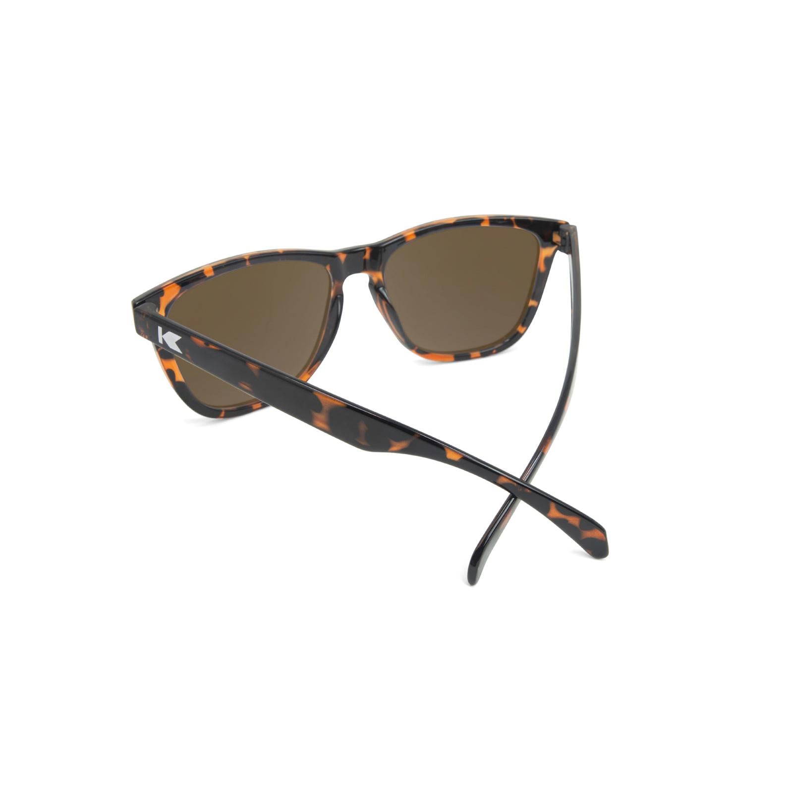 Sunglasses with Glossy Tortoise Shell Frame and Polarized Amber Lenses, Back