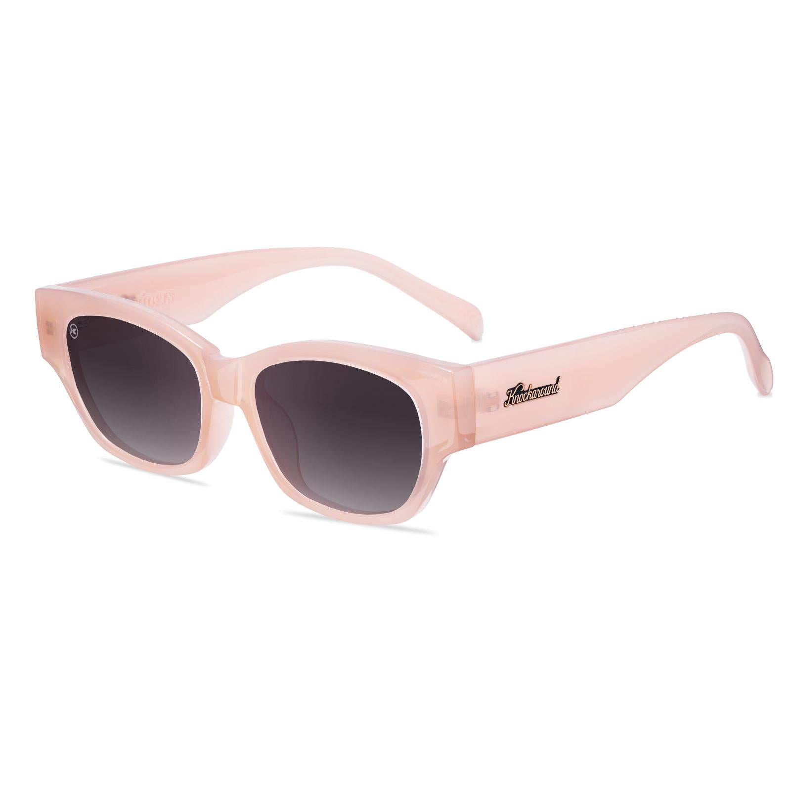 Sunglasses with a glossy vintage rose frame and polarized smoke gradient lenses, Flyover