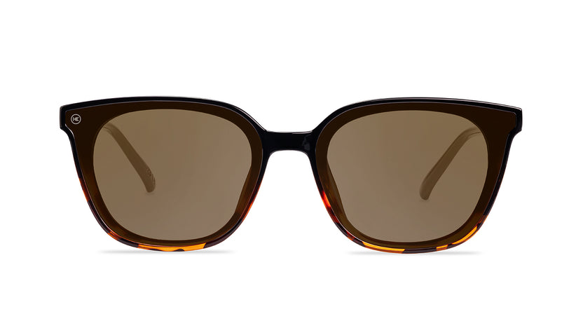 Sunglasses with a amber frame with polarized amber lenses, front