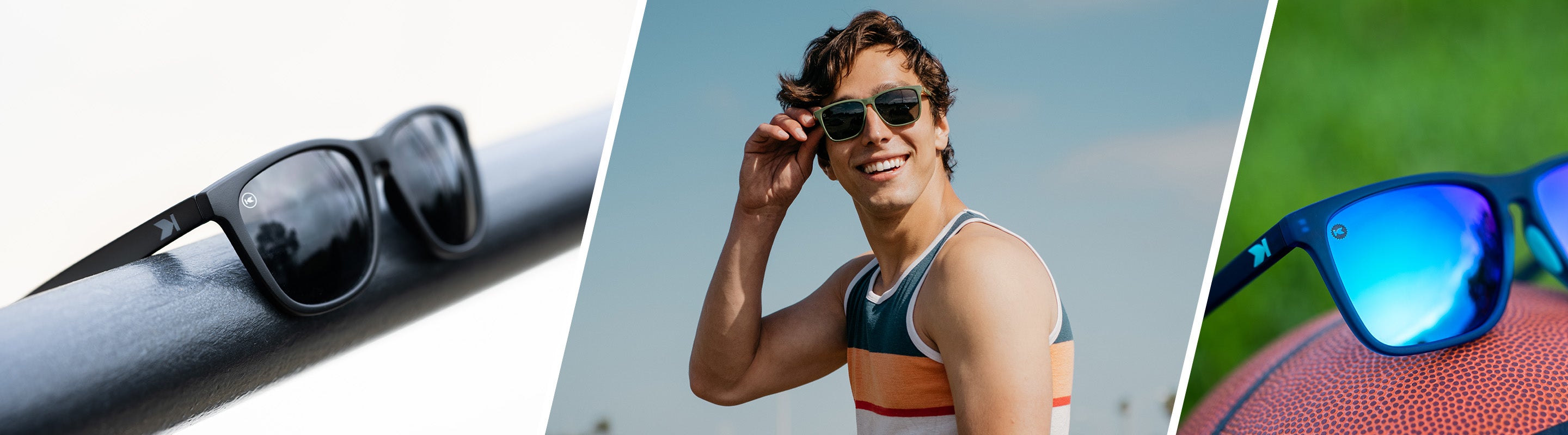 Trending Sunglasses: Lifestyle photo of Premiums and Fast Lanes Sport Sunglasses, Men wearing Coyote Calls Fast Lanes Sunglasses