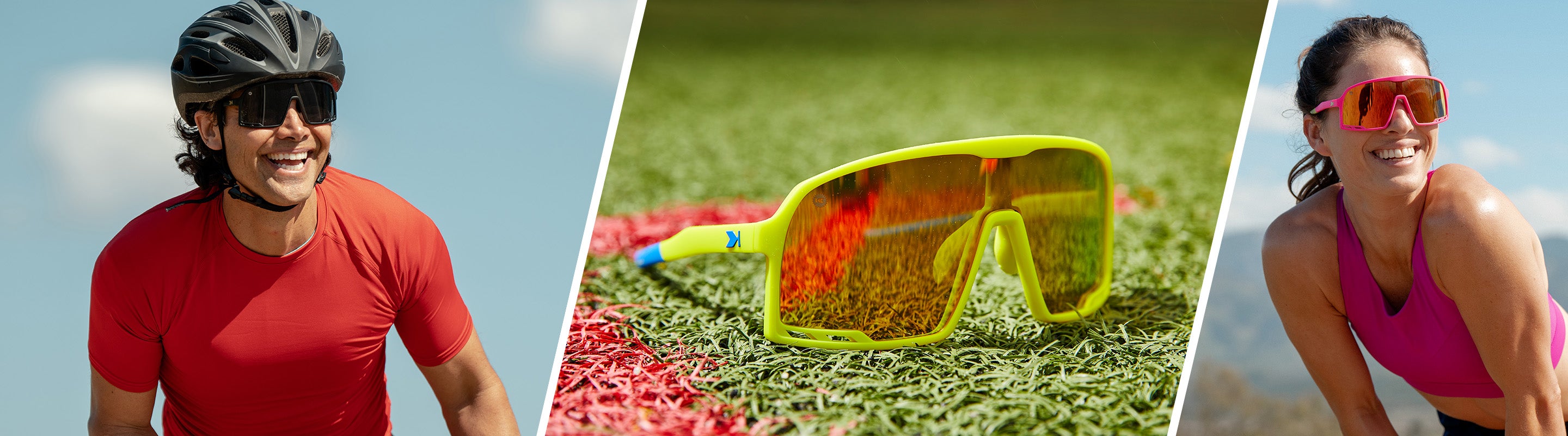 Visor sunglasses: Lifestyle photo of Rubberized High Voltage Campeones, Men and Women wearing Campeones Sunglasses