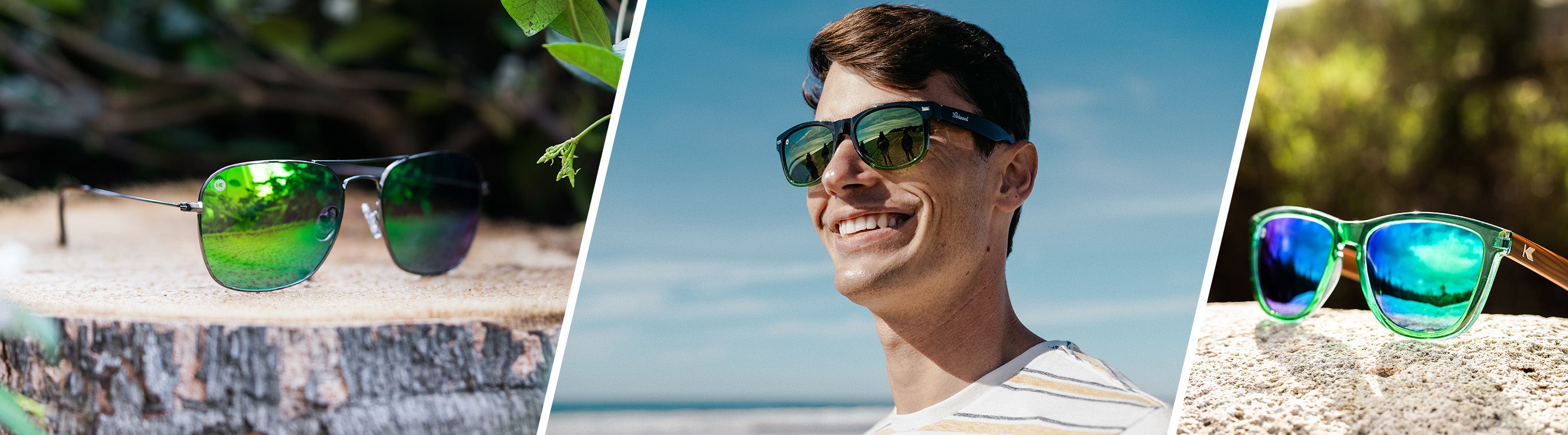 Green Lens Sunglasses: Lifestyle Photo of Mount Evans, and Men Wearing Fort Knocks