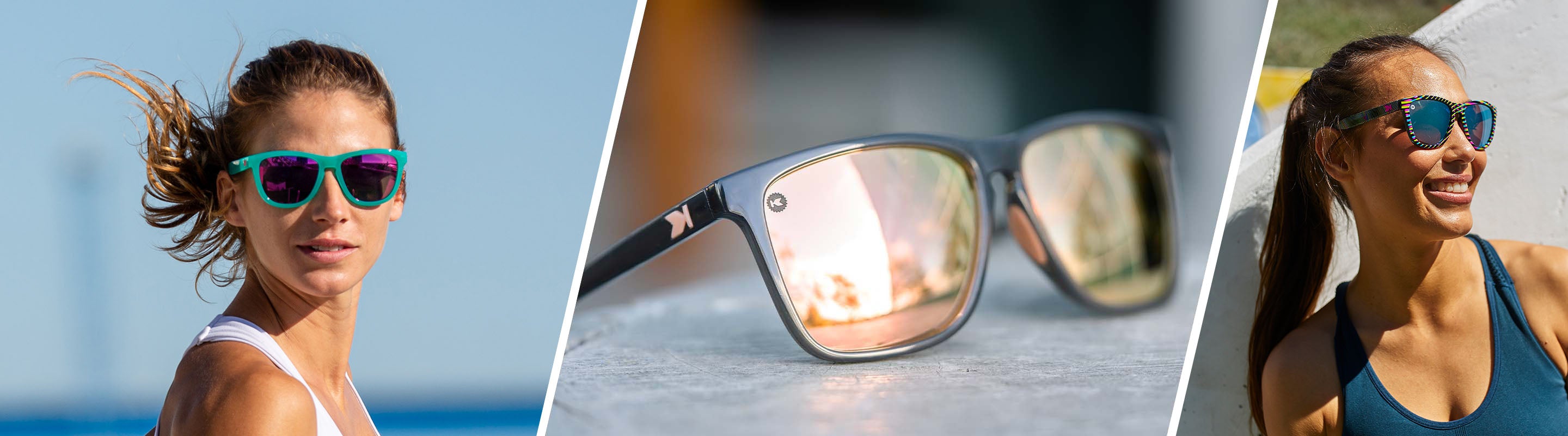 Sunglasses for Yoga: Lifestyle photo of Fast Lanes Sport Sunglasses, and Two Women wearing Knockaround Sport Sunglasses