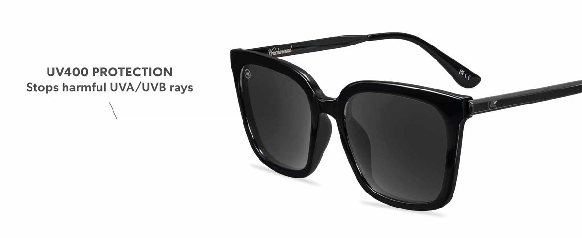Marisol Sunglasses. UV400 Protection: Stops Harmful UVA/UVB rays. Photo features Piano Black . Smoke Belle Airs Sunglasses