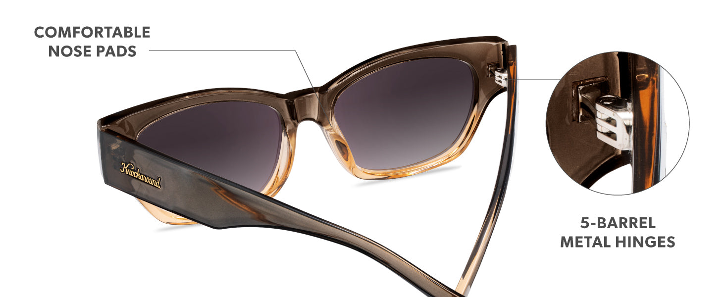 Junipers Frame Features: comfortable nose pads, metal hinges