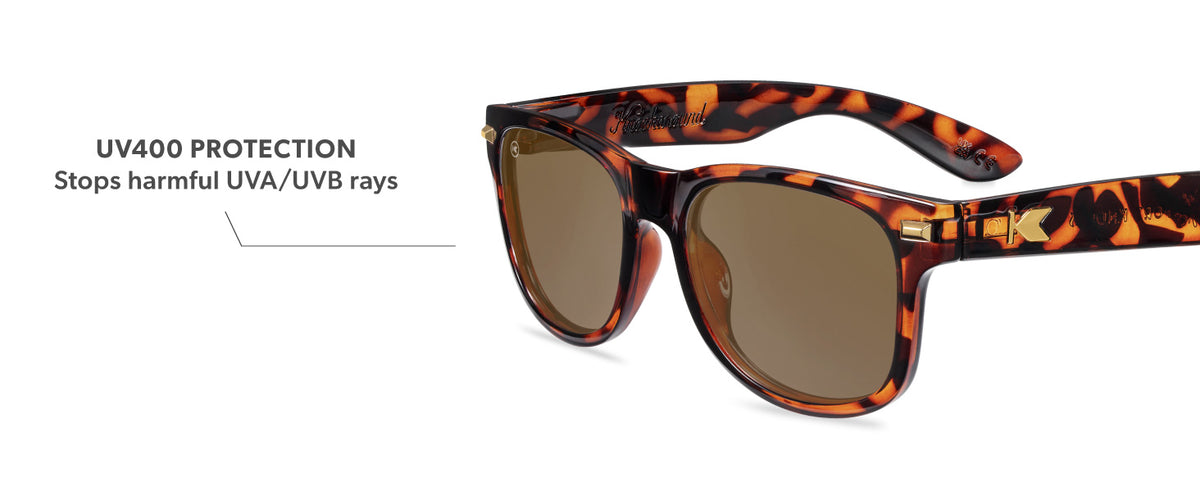 UV400 Protection. Stop harmful UVA/UVB rays. features Glossy Tortoise Shell / Amber Kids Fort Knocks Sunglasses