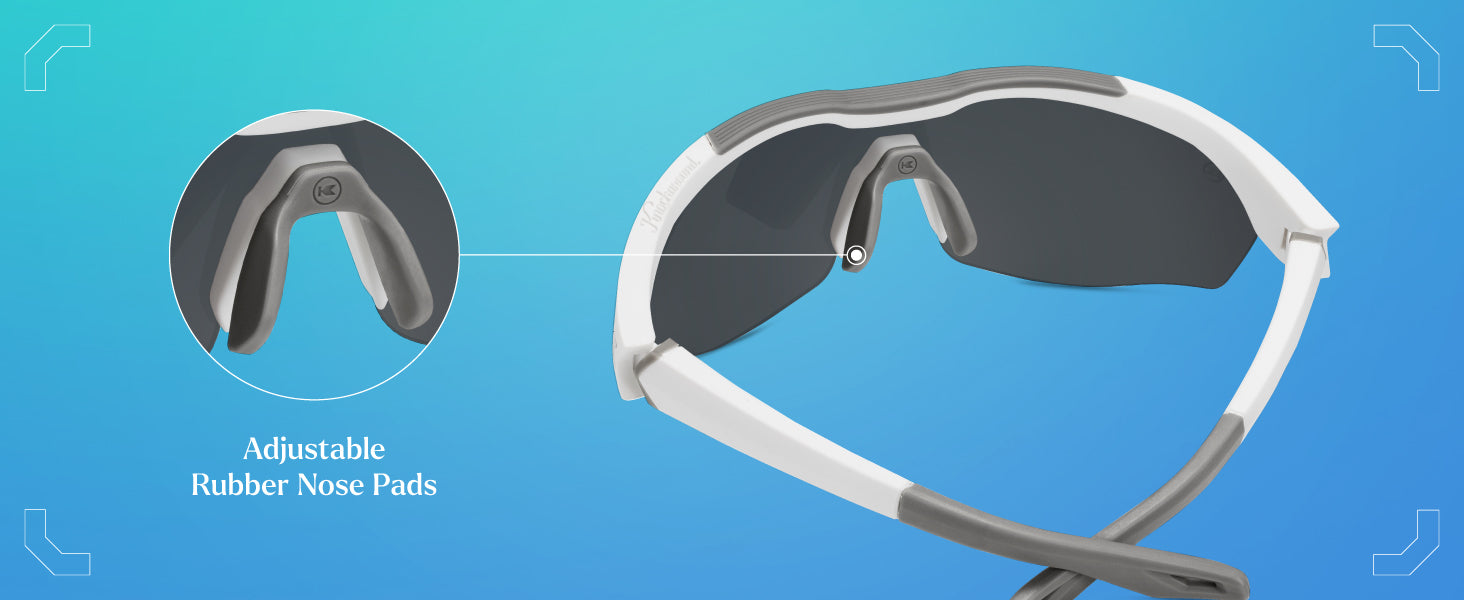 Kinetics Sunglasses Features: Adjustable Rubber Nose Pads
