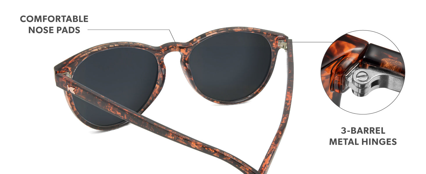 Mai Tais Frame Features: comfortable nose pads, metal hinges