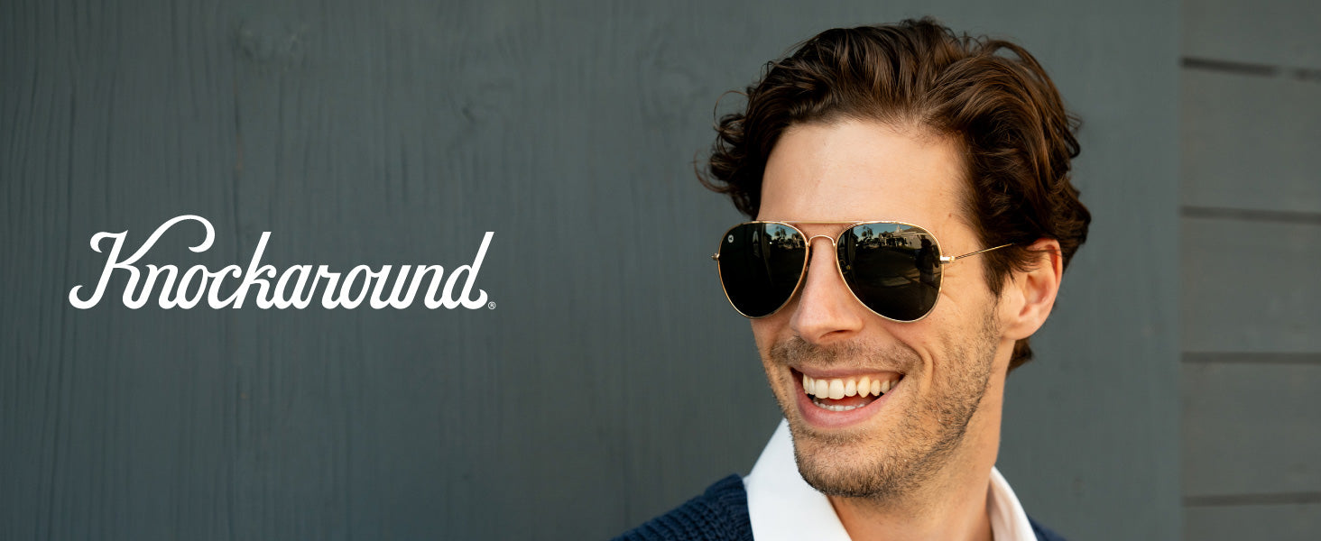 Mile Highs Knockaround Sunglasses. Photo features a men wearing Mile Highs sunglasses.