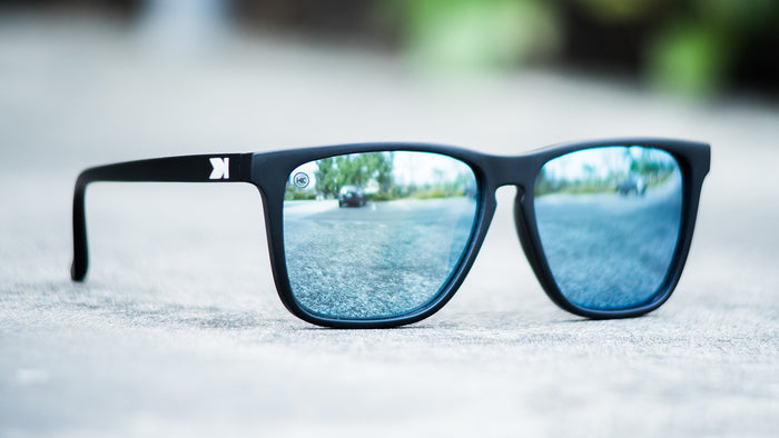 Knockaround Fast Lanes Black Frame with Sky Blue Lenses