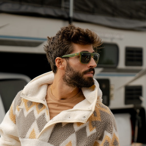 Man wearing Coyote Calls Torrey Pines Sunglasses