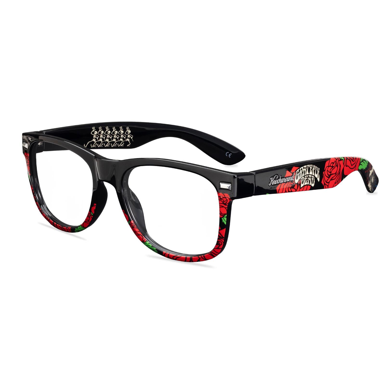 Grateful Dead Roses Fort Knocks Prescription Eyeglasses with Clear Lens, Flyover