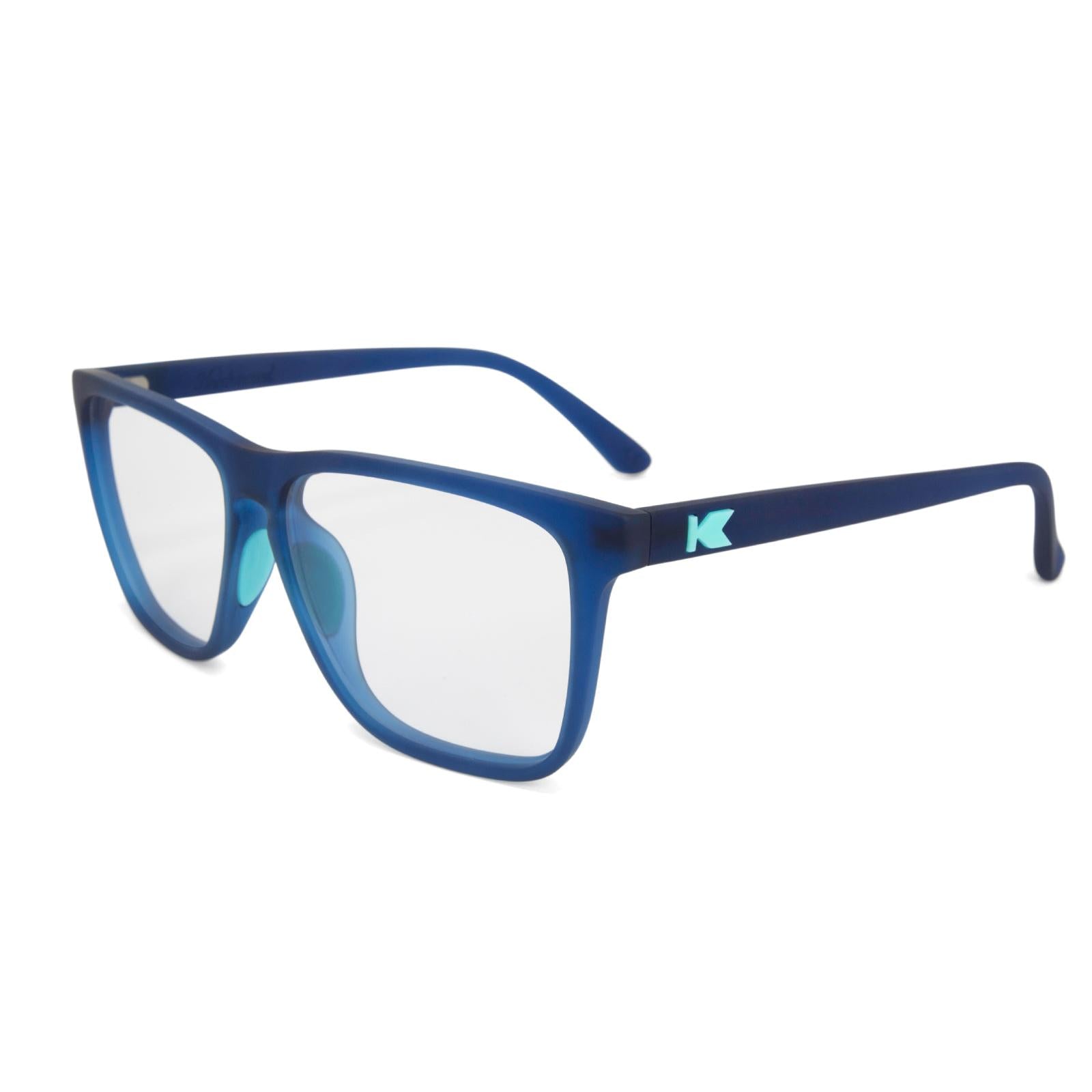 Rubberized Navy Fast Lanes Sport Prescription Sunglasses with Clear Lens, Flyover
