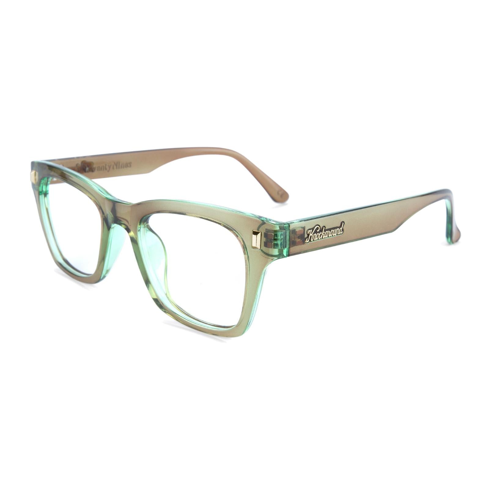 Aged Sage Seventy Nines Prescription Sunglasses with Clear Lens, Flyover