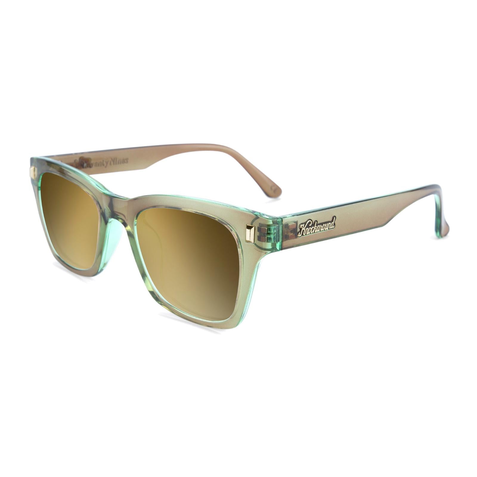 Aged Sage Seventy Nines Prescription Sunglasses with Gold Lens, Flyover