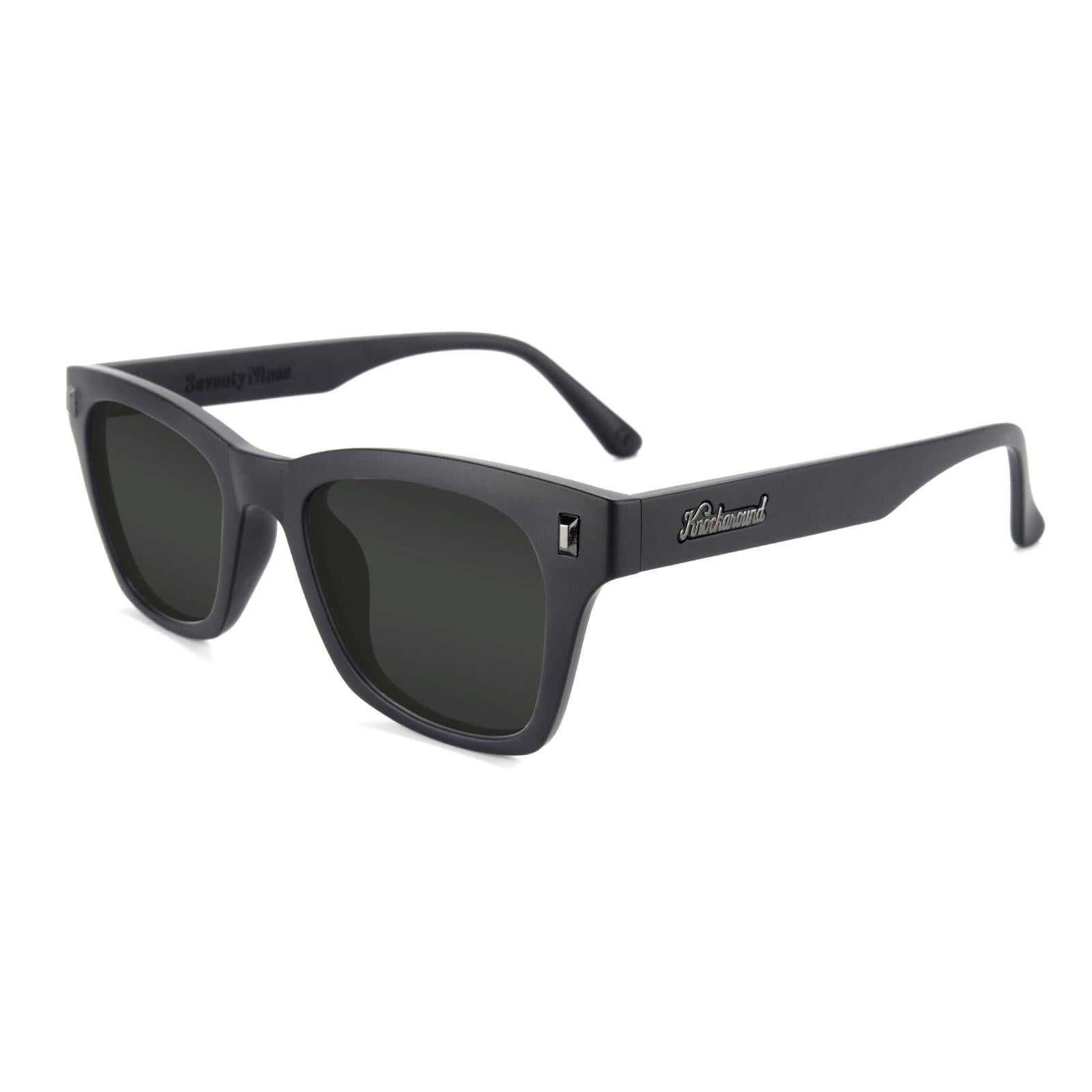 Black on Black Seventy Nines Prescription Sunglasses with Grey Lens, Flyover