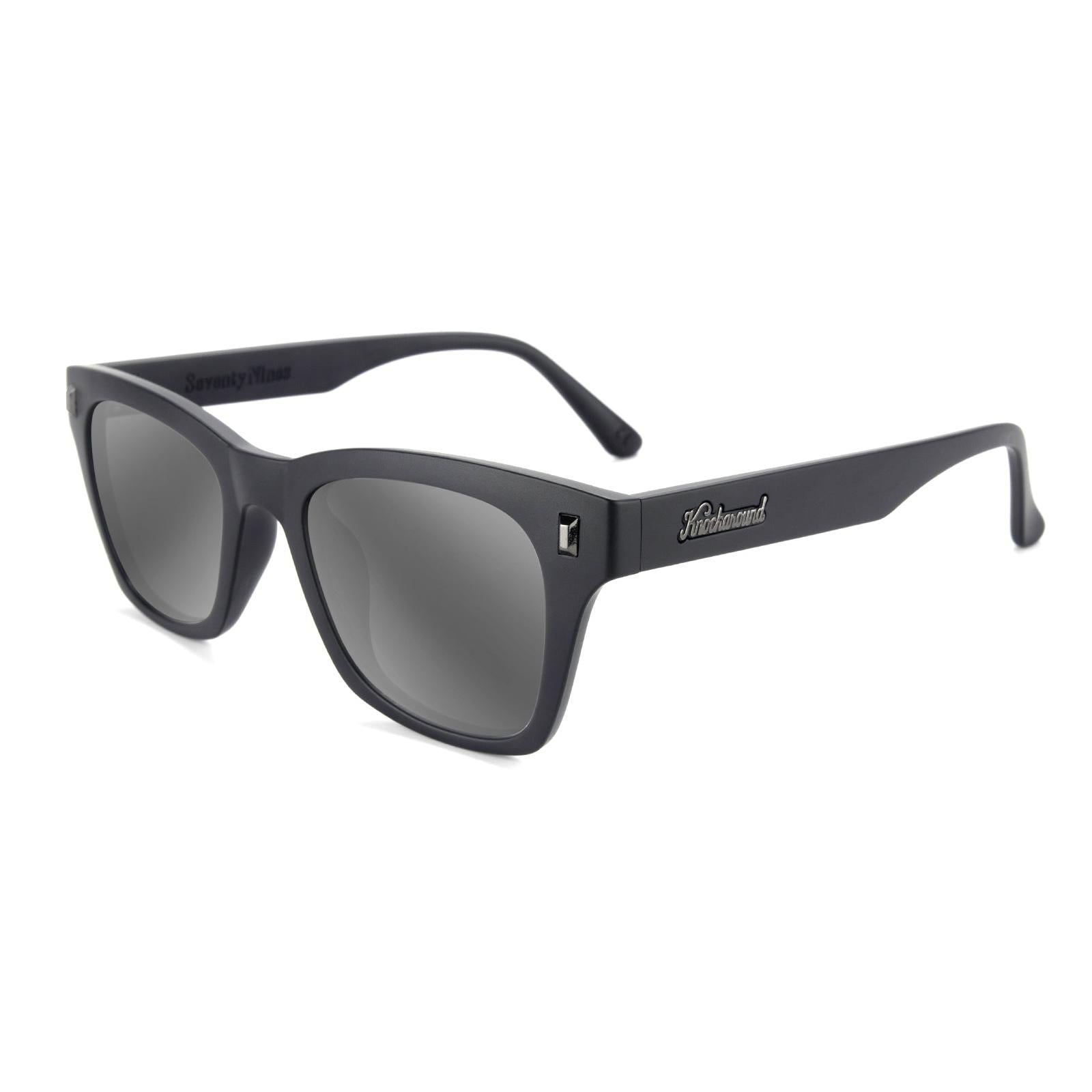Black on Black Seventy Nines Prescription Sunglasses with Silver Lens, Flyover