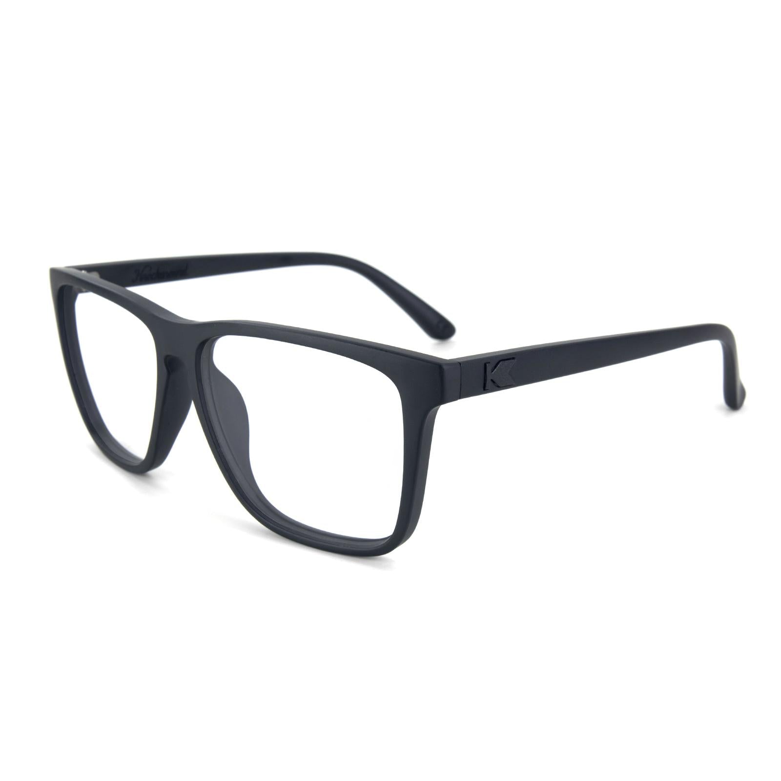 Black on Black Fast Lanes Prescription Sunglasses with Clear Lens, Flyover