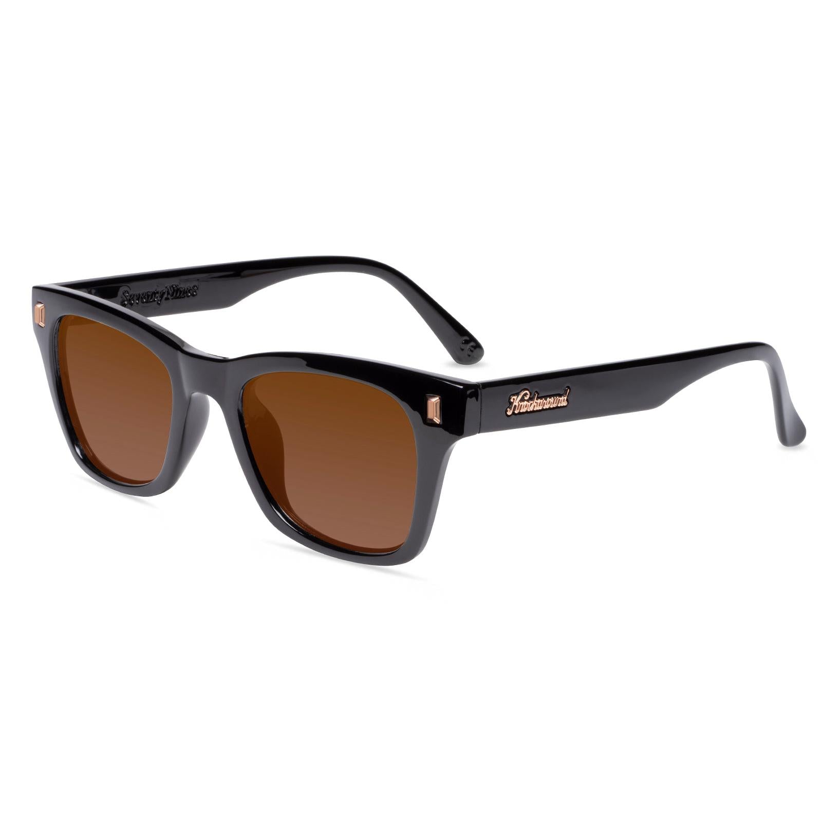 Black Peach Prescription Sunglasses with Brown Lens, Flyover