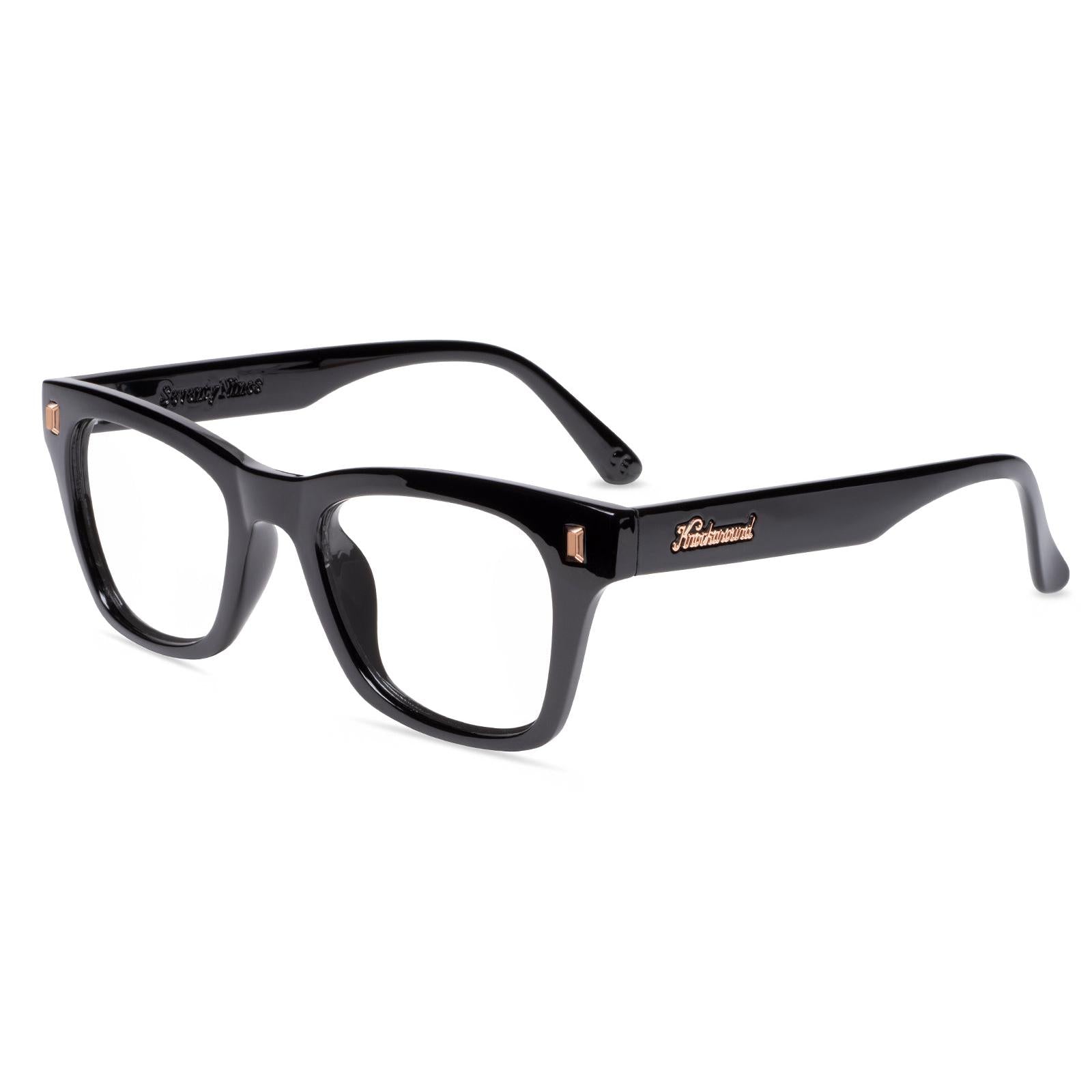 Black Peach Prescription Sunglasses with Clear Lens, Flyover