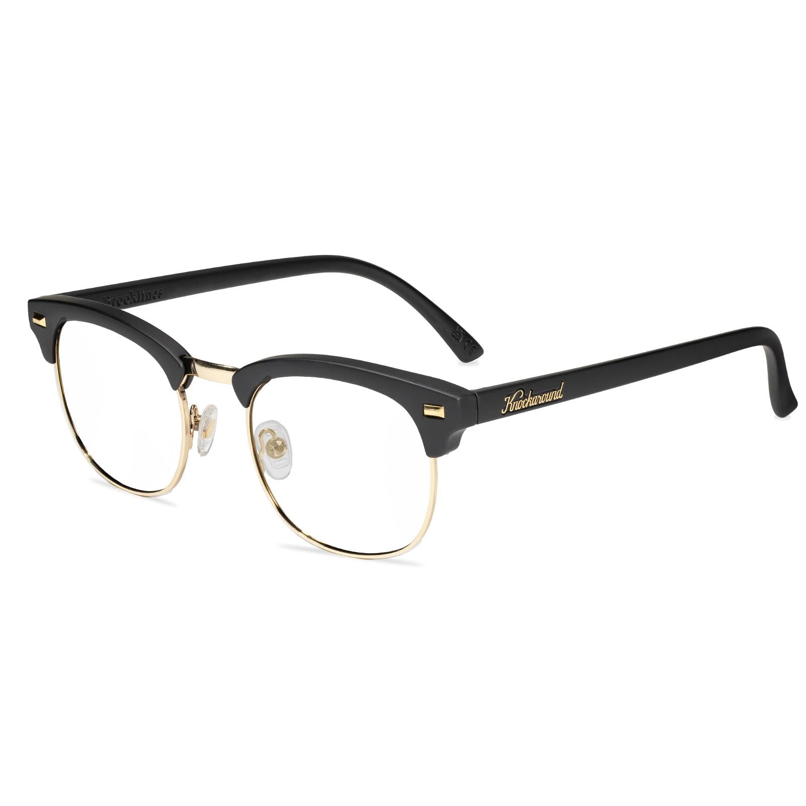 Black Gold Brooklines Prescription Sunglasses with Clear Lens, Flyover