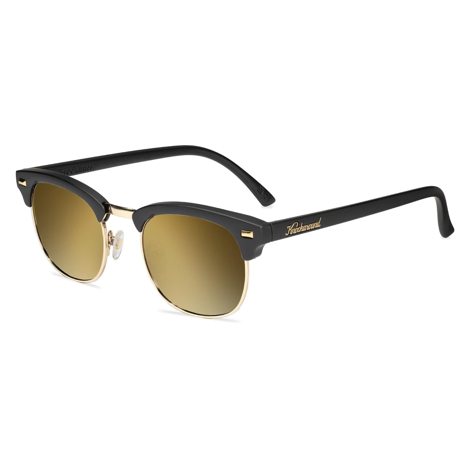 Black Gold Brooklines Prescription Sunglasses with Gold Lens, Flyover