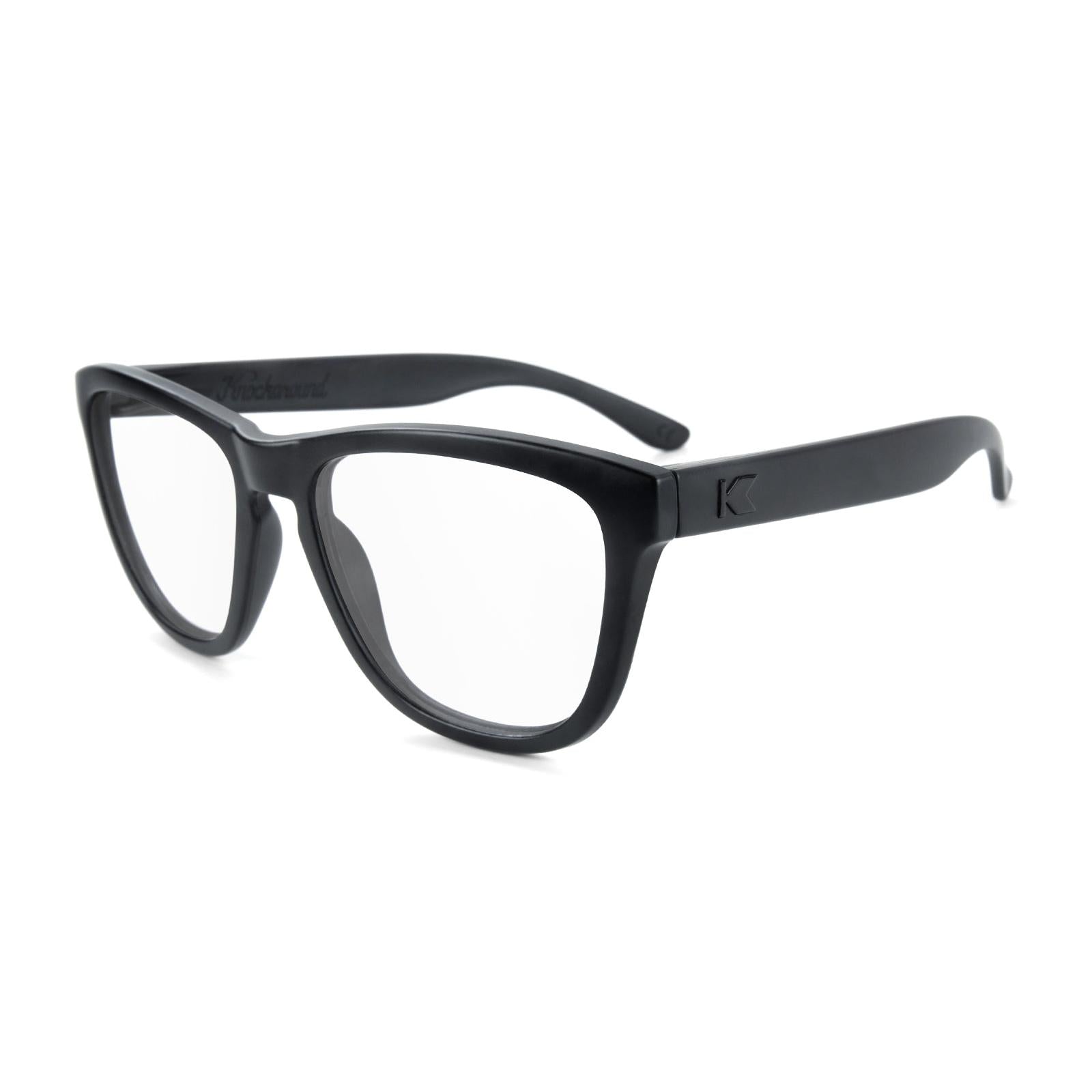 Black on Black Premiums Prescription Sunglasses with Clear Lens, Flyover
