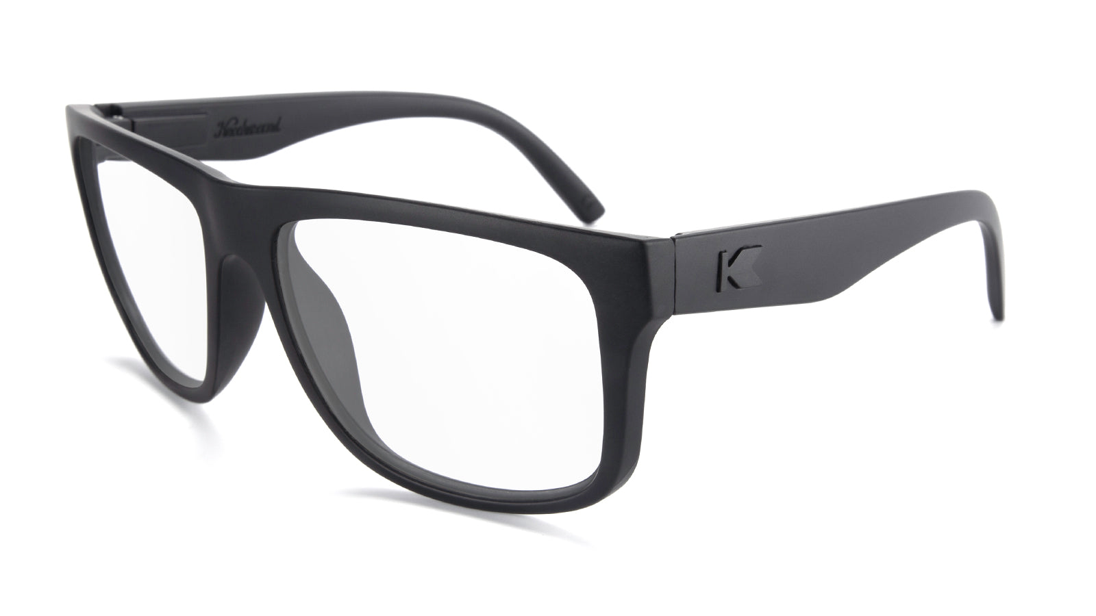 Black on Black Torrey Pines Prescription Sunglasses with Clear Lens, Flyover