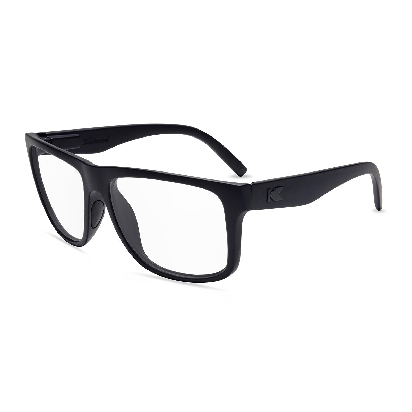 Black on Black Torrey Pines Sport Prescription Sunglasses with Clear Lens, Flyover