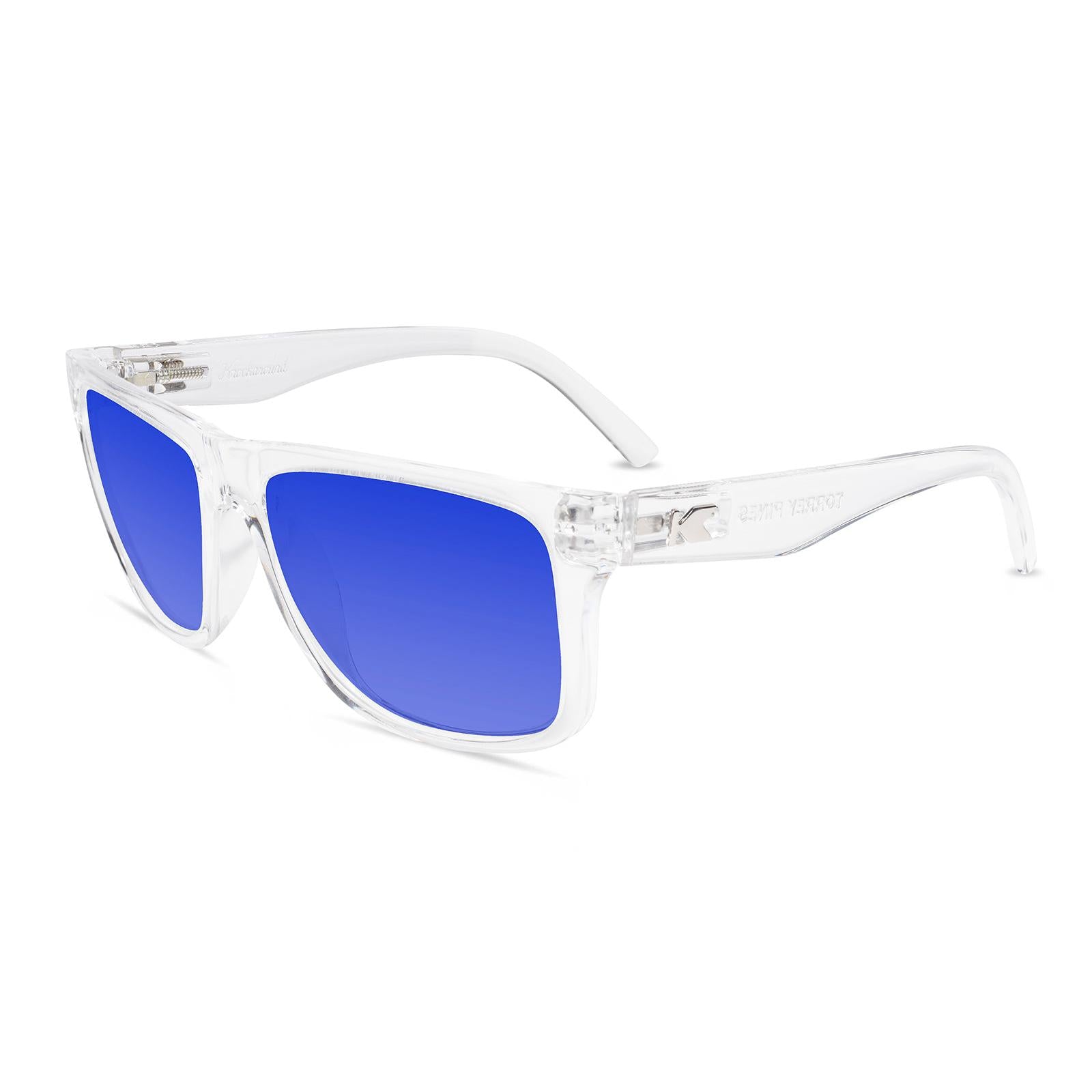 Clear Torrey Pines Prescription Sunglasses with Blue Lens, Flyover