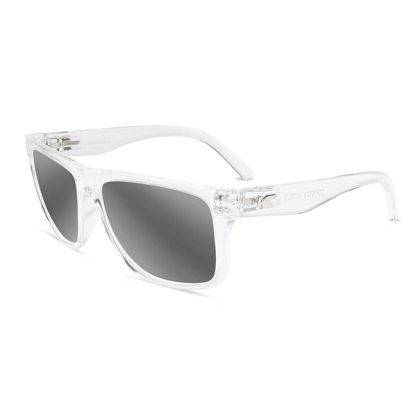 Clear Torrey Pines Prescription Sunglasses with Silver Lens, Flyover