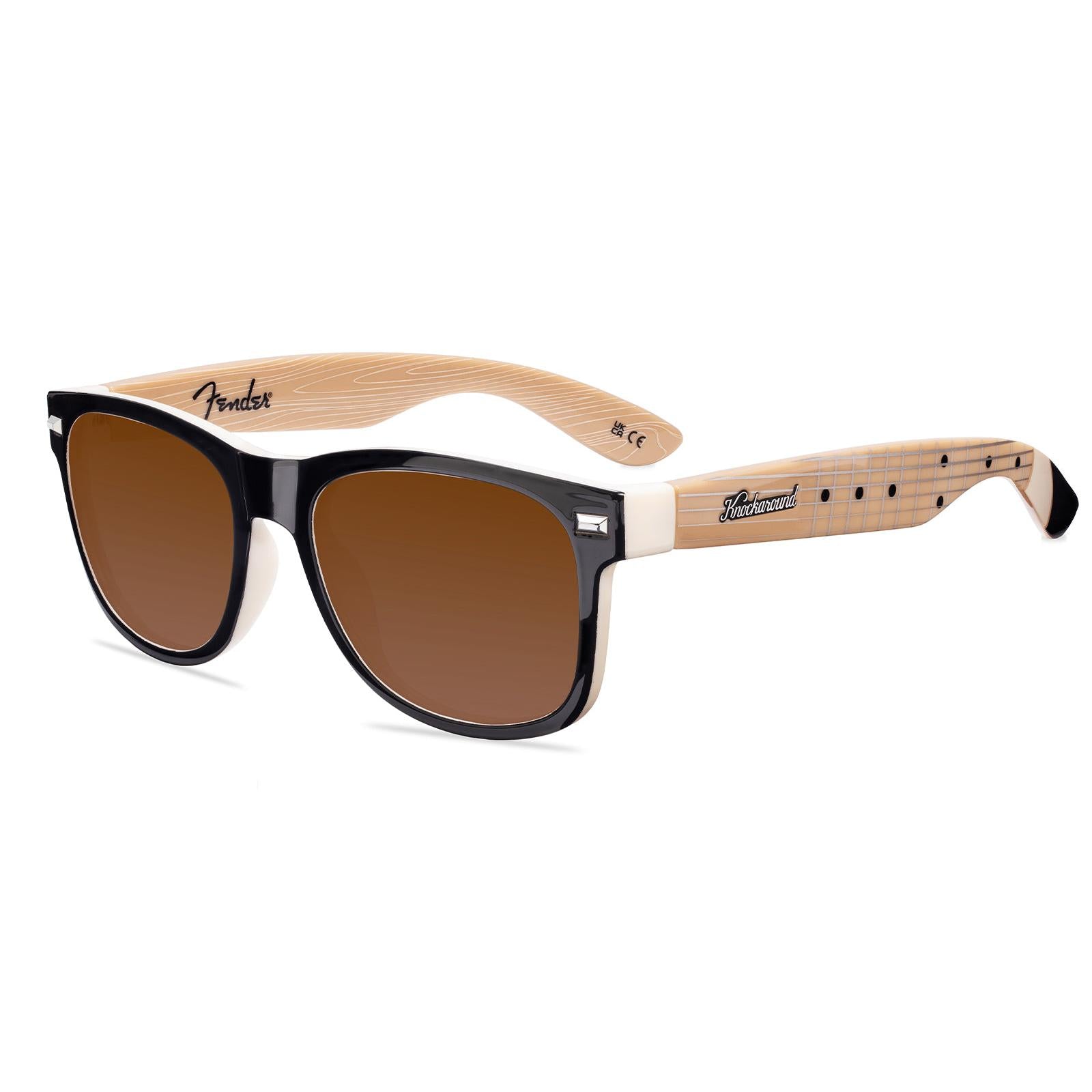 Black Stratocaster Fort Knocks Prescription Sunglasses with Brown Lens, Flyover