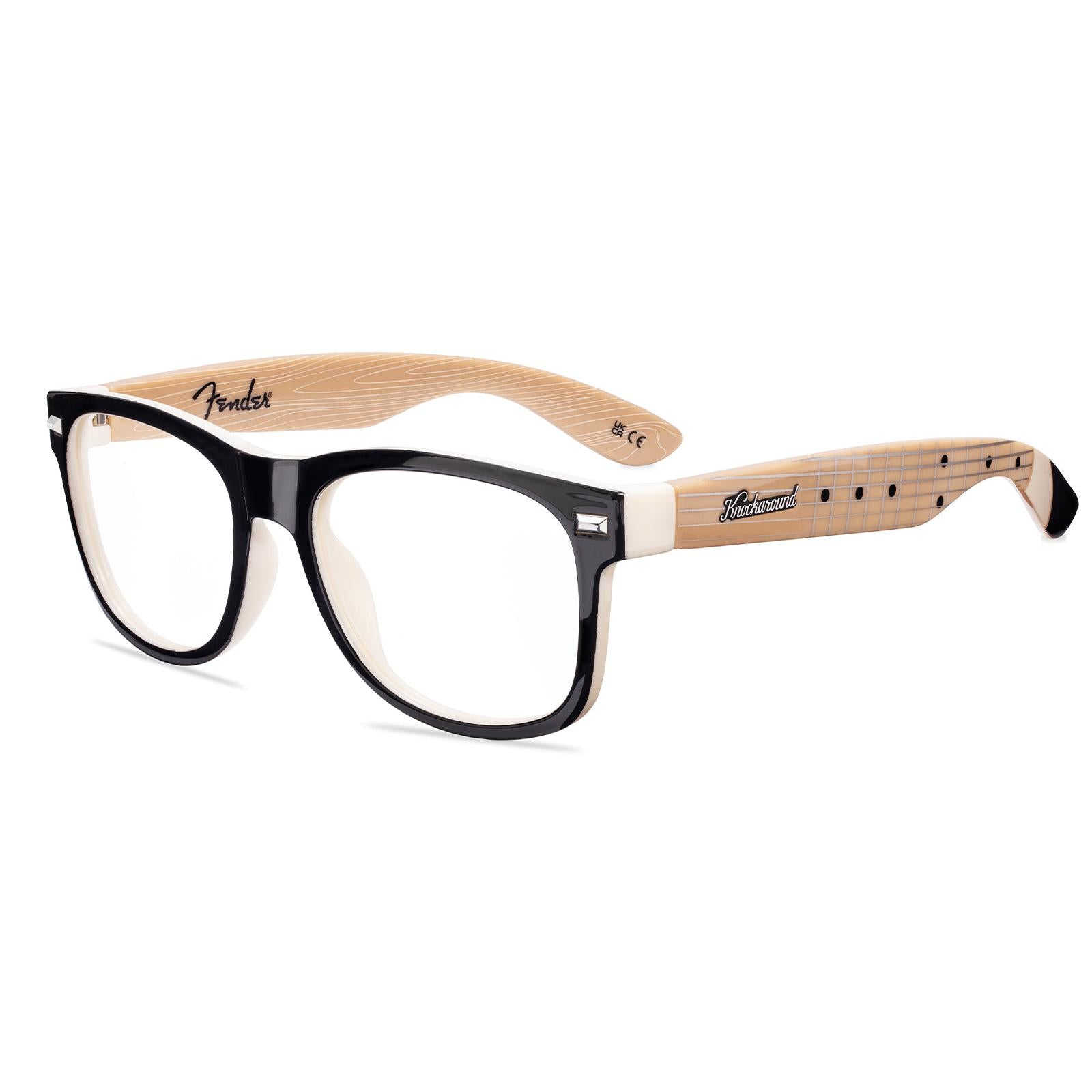 Black Stratocaster Fort Knocks Prescription Sunglasses with Clear Lens, Flyover